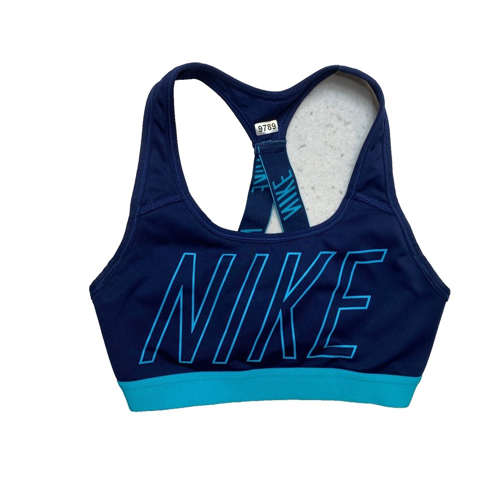 Nike Sports Bra Womens Size XS Blue Logo Racerback Dri-Fit